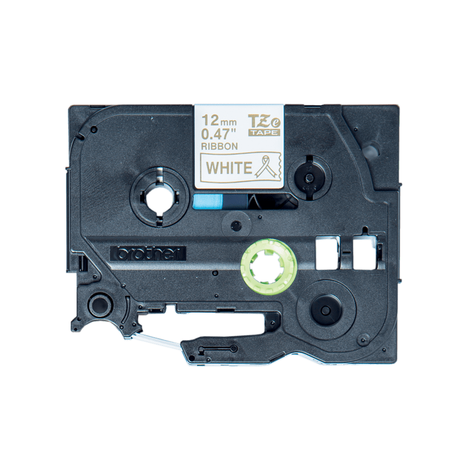 Oriģināla Brother TZe-R234 auduma lentes kasete – zelta drukas balta, 12mm plata 2